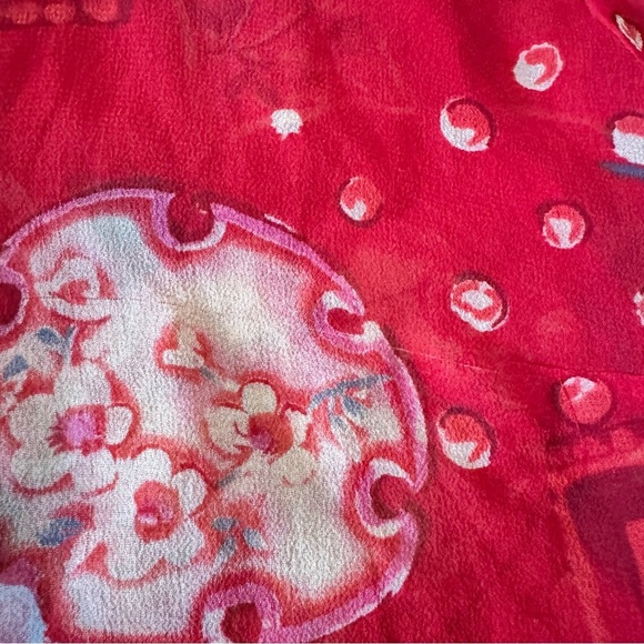 Vintage NYC Design Co Silk Sheer Blouse Small Red Button Up Romantic - Picture 6 of 7